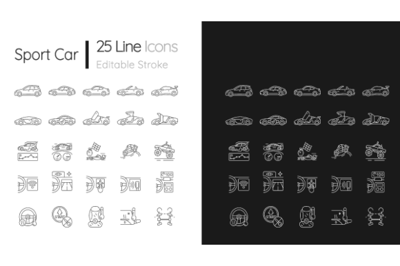 Auto Racing Linear Icons Bundle: Graphics and Icons for Dynamic Branding