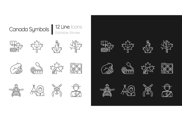 Canadian Symbols Linear Icons Bundle