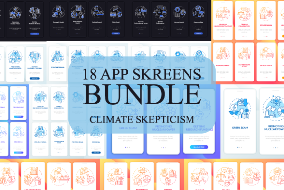 Climate Skepticism App Screens Bundle: A Bold Graphic Design Asset