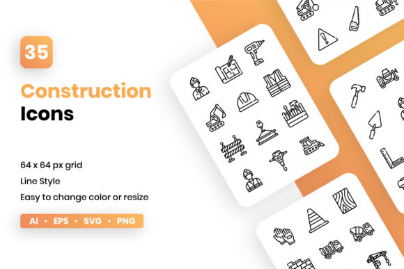 Construction Line Icon Set: A Must-Have Graphic Design Asset for Handmade Creators