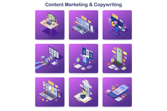 Content Marketing Copywriting Concept Graphics for Digital Sellers
