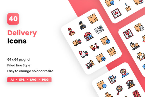 Delivery Filled Line Icon Set: A Practical Graphic Design Asset for Creative Projects