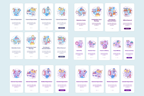 Deportation App Page Screens Bundle: A Graphic Template for Bold Handmade Designs