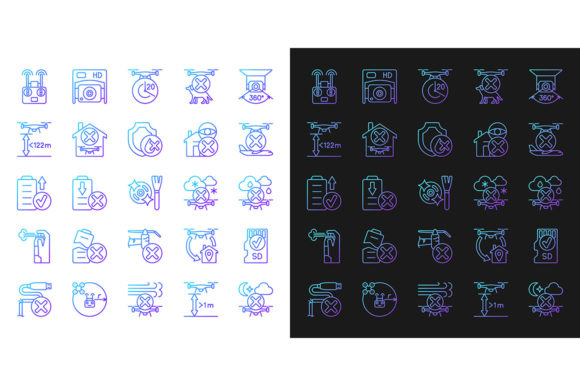 Drone Usage Gradient Manual Label Icons: A Practical Graphic Design Asset Review