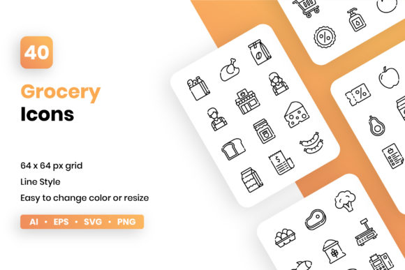 Enhance Your Handmade Projects with the Grocery Line Icon Set