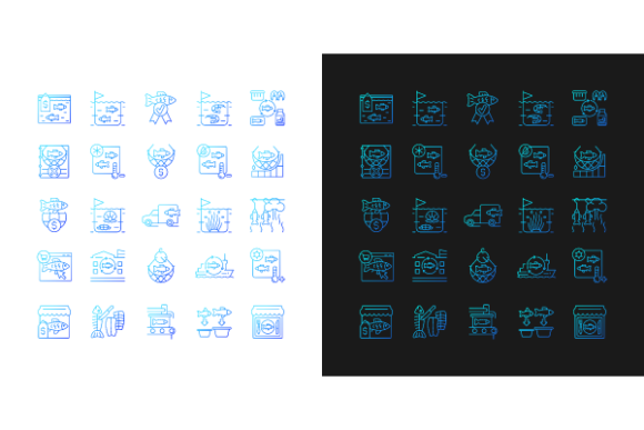 Fishing Industry Gradient Icons Bundle