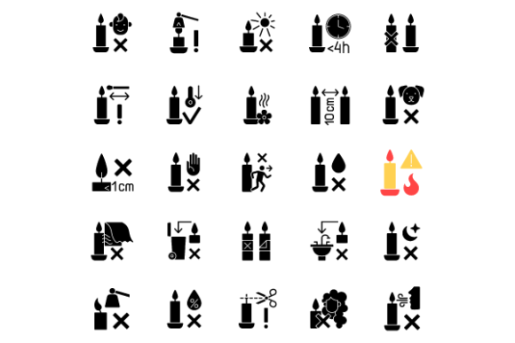Handmade Candles Glyph Icons Bundle: A Practical Graphic Design Asset for Creative Projects