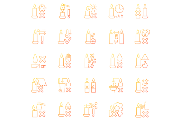 Handmade Candles Gradient Icons Bundle for Graphics and Icons