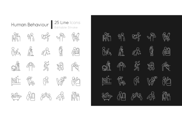 Human Behaviour Linear Icons Bundle