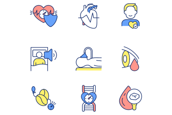 Keep Heart Healthy Color Icons Bundle: Graphics and Icons for Branding