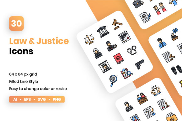 Law and Justice Filled Line Icon Set: A Designer’s Perspective on Real Embroidery Projects