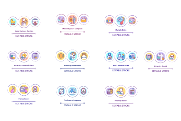 Maternity Leave Duration Icons Bundle for Handmade Creations