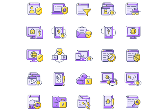Online Surveillance Color Icons Bundle