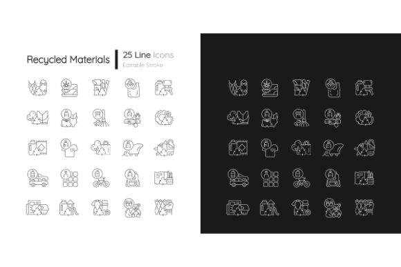Recycled Materials Linear Icons Bundle