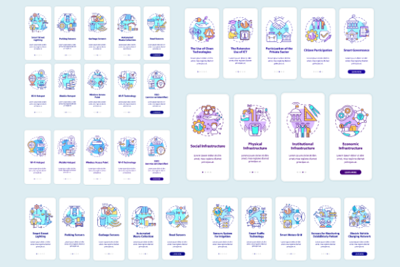 Smart City Technologies App Page Bundle: Modern Graphics for Strong Branding