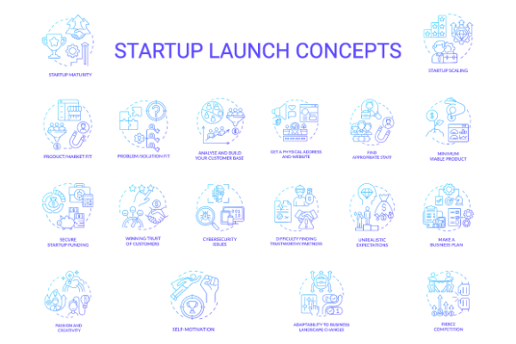 Startup Launch Gradient Icons: A Practical Graphic Design Asset for Local Businesses