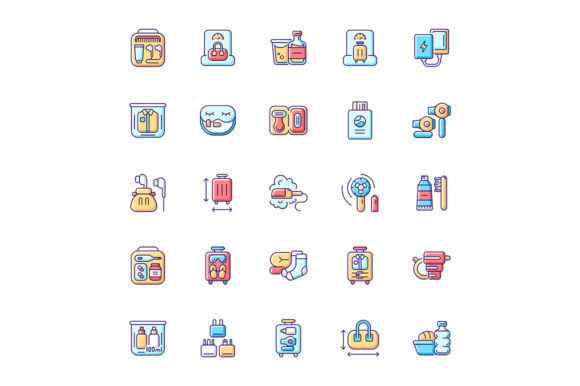 Travel Size Objects RGB Color Icons Set: A Designer’s Perspective on Brand-Friendly Graphics