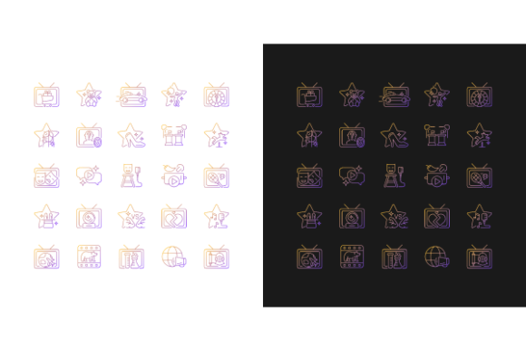TV Show Gradient Icons Set: A Graphics and Icons Must-Have for Crafters