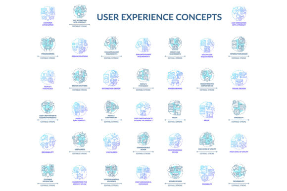 User Experience Concept Icons Set: A Versatile Graphic Design Asset for Crafters