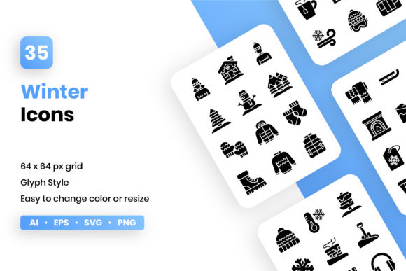 Winter Glyph Icon Set: A Versatile Graphic Design Asset for Seasonal Branding